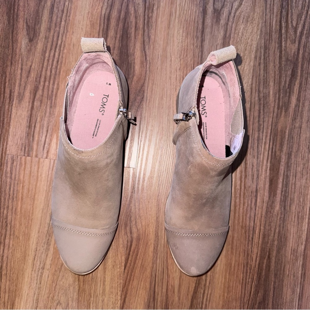 TOMS Reese bootie suede tan size 9W - Picture 5 of 8